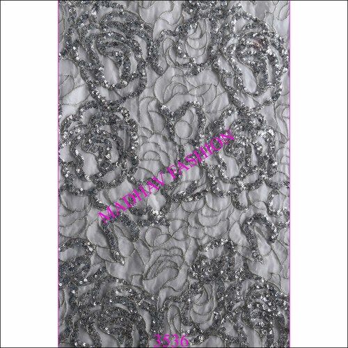 All Type Silver Zari Fabric With Silver Sequin Embroidery Work