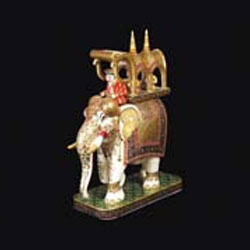 Decorated Elephant Marble Statue