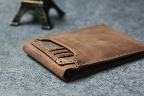 Brown Leather Slim Bifold Men Wallet Design: Custom