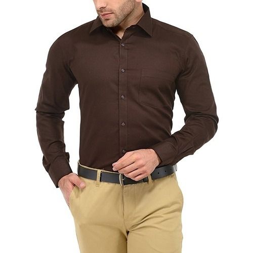 Mens Brown Formal Cotton Shirt