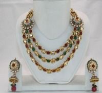 Gold Kundan Necklace Set - Exquisite Handcrafted Design, Trendy Fashion Appeal, Vibrant Gold Finish