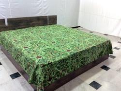 Green Color Kantha Bed Cover