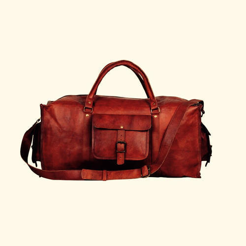 Brown Rustic Town Leather Square Duffel Bag