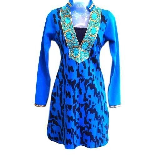 Breathable Blue Ladies Fancy Kurti