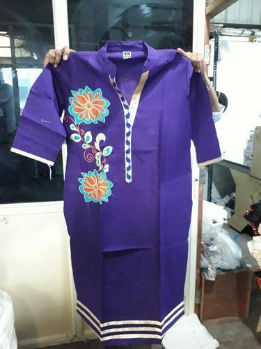 Beautiful Print Ladies Kurtis - Cotton Blend Sizes S-XXL Blue Color | Long Sleeve Casual & Formal Wear