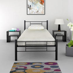 Benne Twin Size Metal Bed with 5' Foam Mattress (Black)