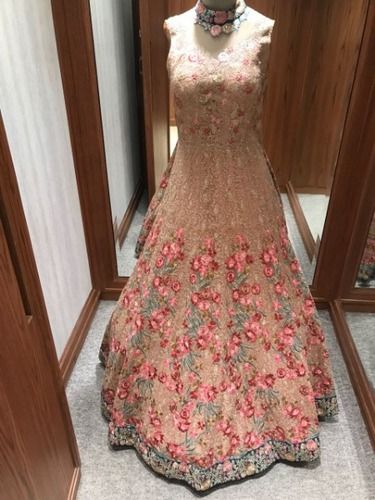 Stainless Steel Ladies Embroidered Gown