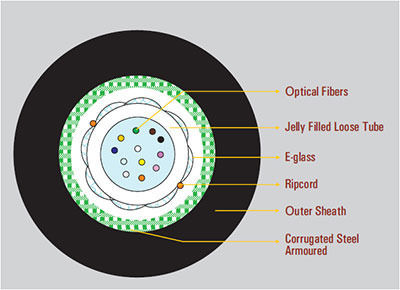 Fiber Optic Cable 6 Core Armored Sm