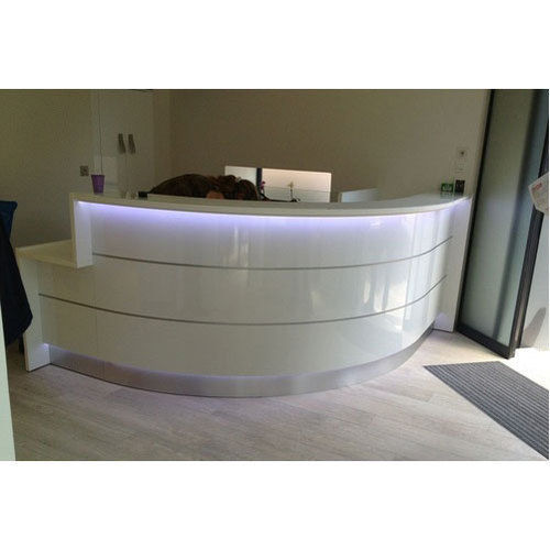 White Acrylic Solid Surface Reception Table