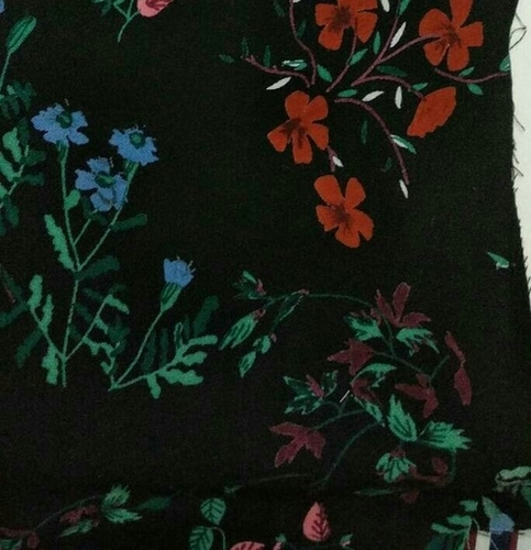 Black Discharge Printed Rayon Fabric