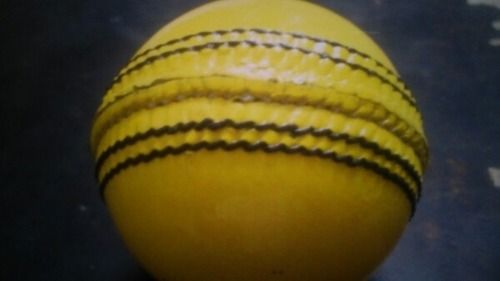 Blue Yellow Leather Cricket Ball