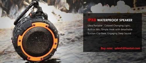 Portable Outdoor Bluetooth Speaker Waterproof IPX8, With 4colors LED Light