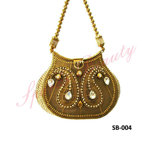 Stone Designed Metallic Handbags