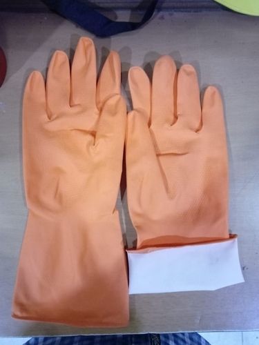 Orange Color Rubber Handgloves