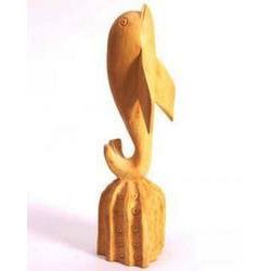 Hand Carved Wooden Dolphin Decoration Piece Size: 6