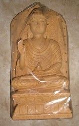 Hand Carved Wooden Young Buddha Preaching Statue