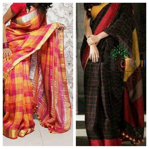 Party Wear Linen Silk Sarees