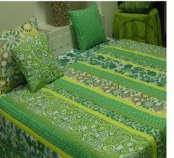 Printed Green Patched Bedsheet