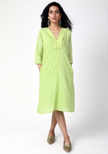 Green Collared Kurta Dress