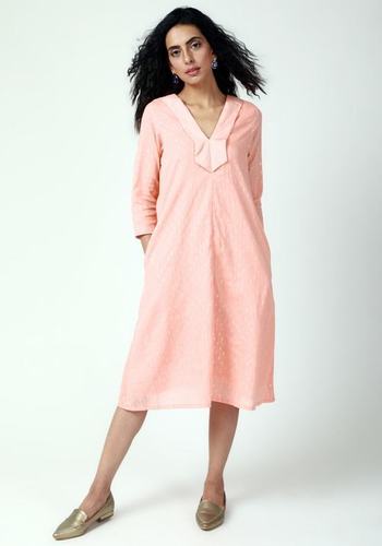 Peach Collared Kurta Dress