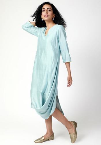 Powder Blue Cowl Dress