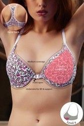 Cotton And Satin Webjinny Rosette Racerback Moderate Push Up Bra