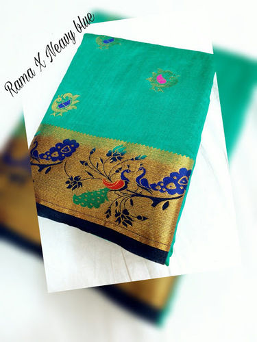 Art Semi Paithani Bonga Silk Saree With Peacock Pallu Design: Modern