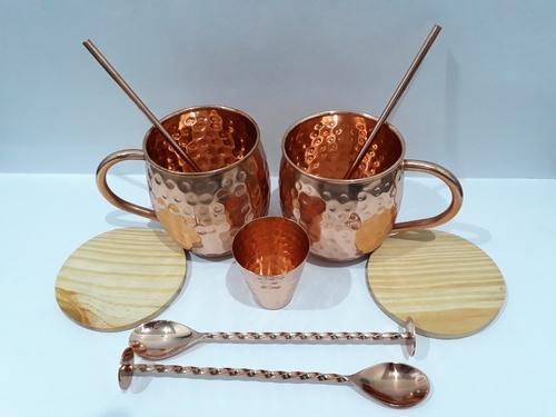 Copper Mugs Set With Shot Glass Straw Coasters And Spoons Application: Power Distribution Systems