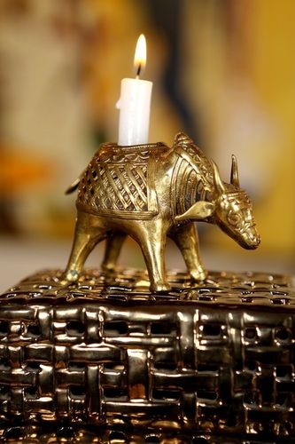 Brass Bull Shaped Candle Stand