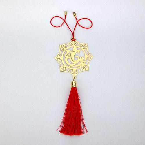 Circular Ganesha Golden Brass Metal Car Hanging Vehicle Type: Universal