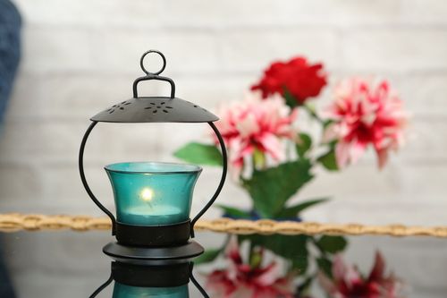 Glass Tea Light Holder - Blue Color