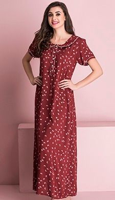 Summer Dotted Pattern Cotton Ladies Nighty