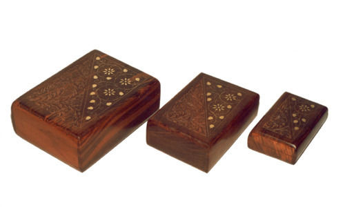 Wooden Box With Brass Inlay