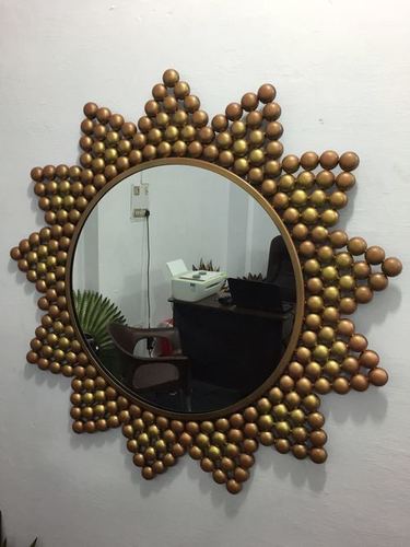 Matte Gold Decorative Metal Round Wall Mirror