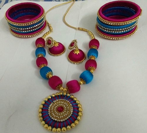 Handmade Royal Silk Thread Necklace Blue