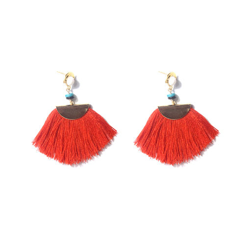 European And American Exaggerated Fashion Alloy Fan-Shaped Tassel Earrings