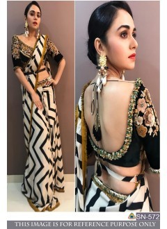 Cotton Ladies Black And White Printed Saree