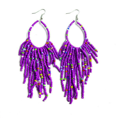 Exaggerated Tassel Handmade Rice Beads Earrings