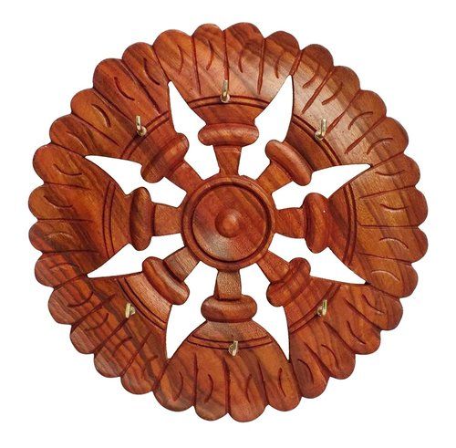 Handmade Wooden Key Hanger Holder Wall Decor Wheel Cutter Round