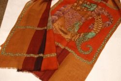 Pure Cashmere Shawl With Oriental Embroidery