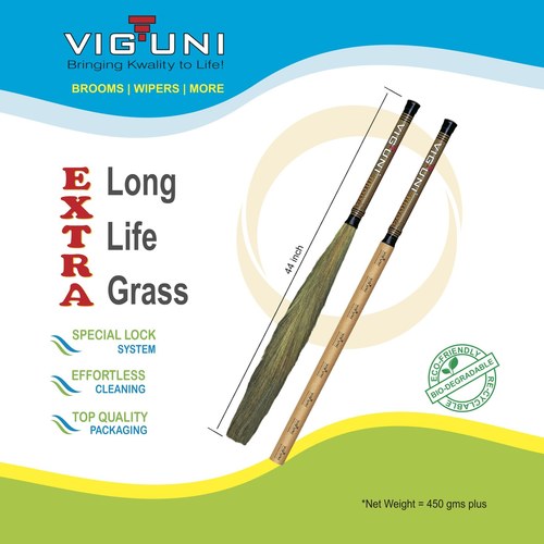 112Cm Long Viguni Grass Broom Platinum