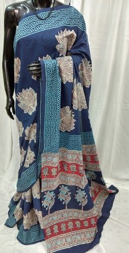 Indigo Blue Bagru Printed Saree