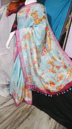 Printed Bhagalpuri Linen Sarees