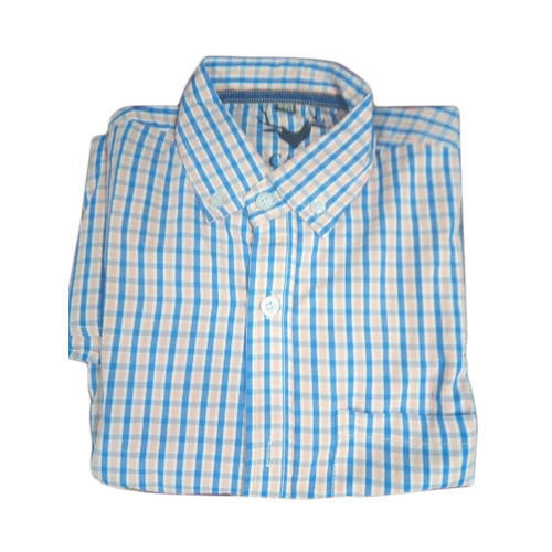 Blue Color Mens Check Shirt