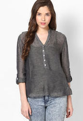 Women's Roll Up Sleeve Cotton Gipsy Tunic Top