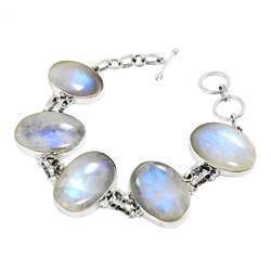 Silver Rainbow Moonstone Bracelet