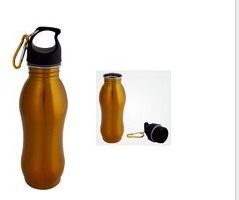 Stainless Steel Sports Bottle - 600ml Capacity, Golden & Green Color | Durable Metal Construction