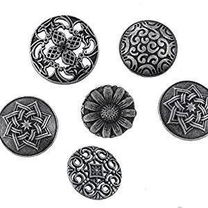 Metal Buttons - Zinc Alloy, 17mm to 23mm Diameter, 2.2mm to 3.4mm Hole Size, 1.3mm to 2.3mm Thickness | Ideal for Sewing, Knitting, Crochet, Card Making and Scrapbooking