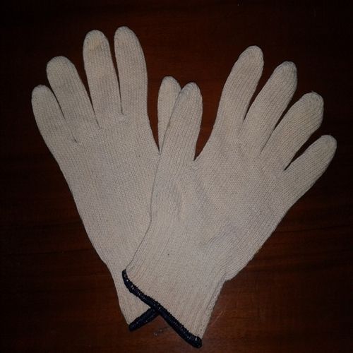 Plain Poly Cotton Gloves 900 Gr Raw White