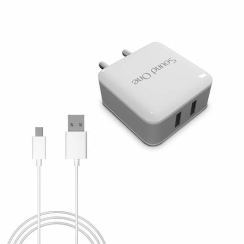 Sound One 2.4A Dual Port Smart Wall Charger White (SO-DWC-400)